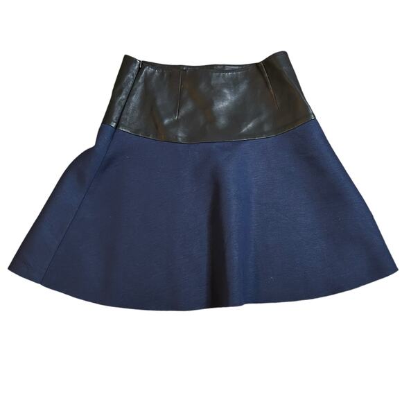 American Retro Feliz Leather Midi Skirt 27" Waist Blue Black NWT Revolve Party - Picture 1 of 4